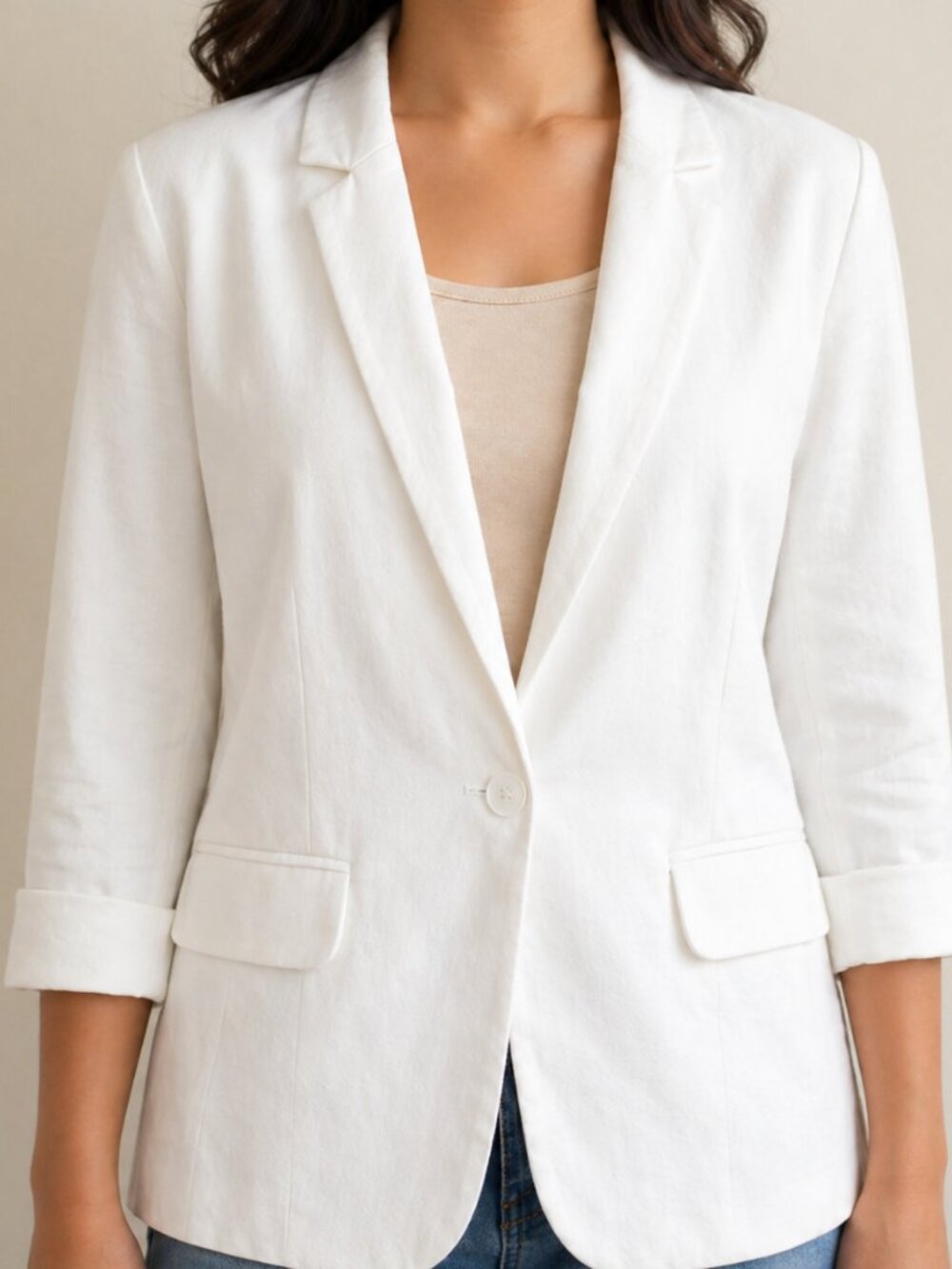 Reitman's White Cotton Blazer Classic Fit - Size 12